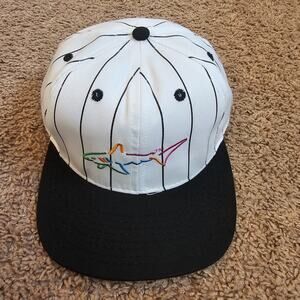 Vtg Reebok Greg Norman Cap The Shark Golf Hat Snapback White Pinstripe 80s 90s